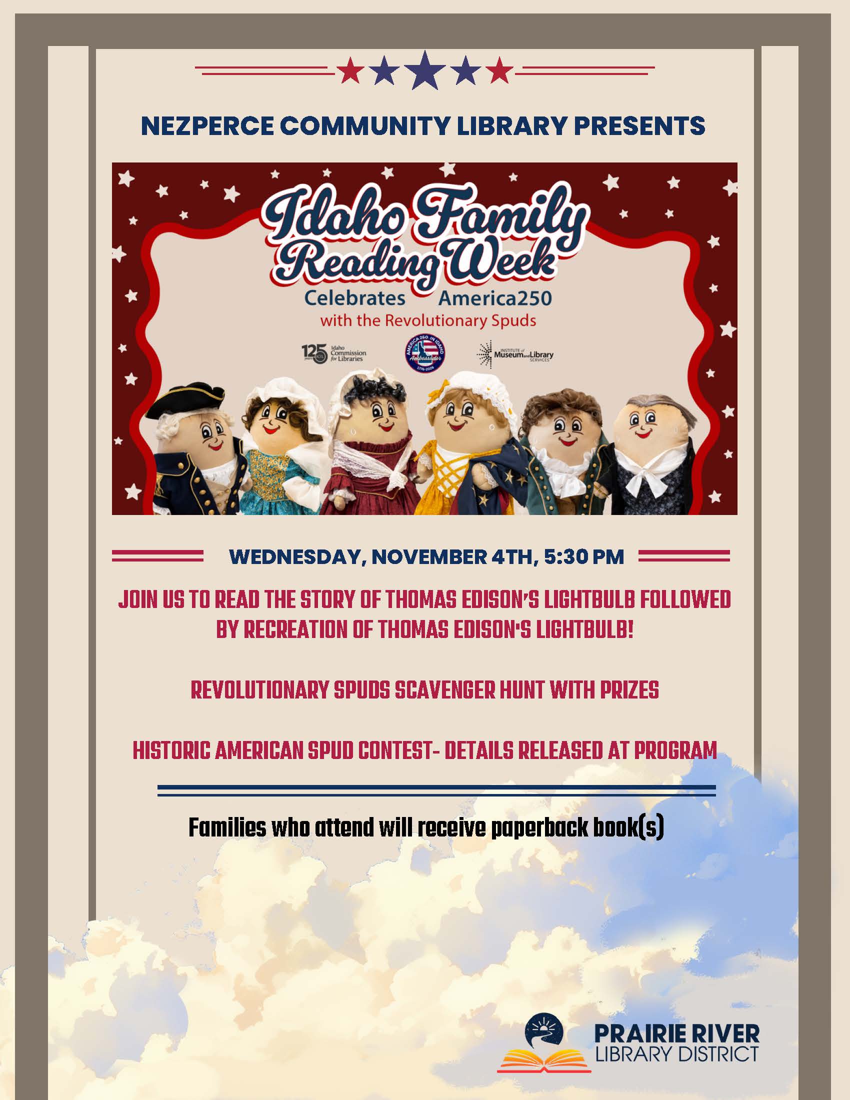 Nezperce Community Library is holding a Reading Week event. 
