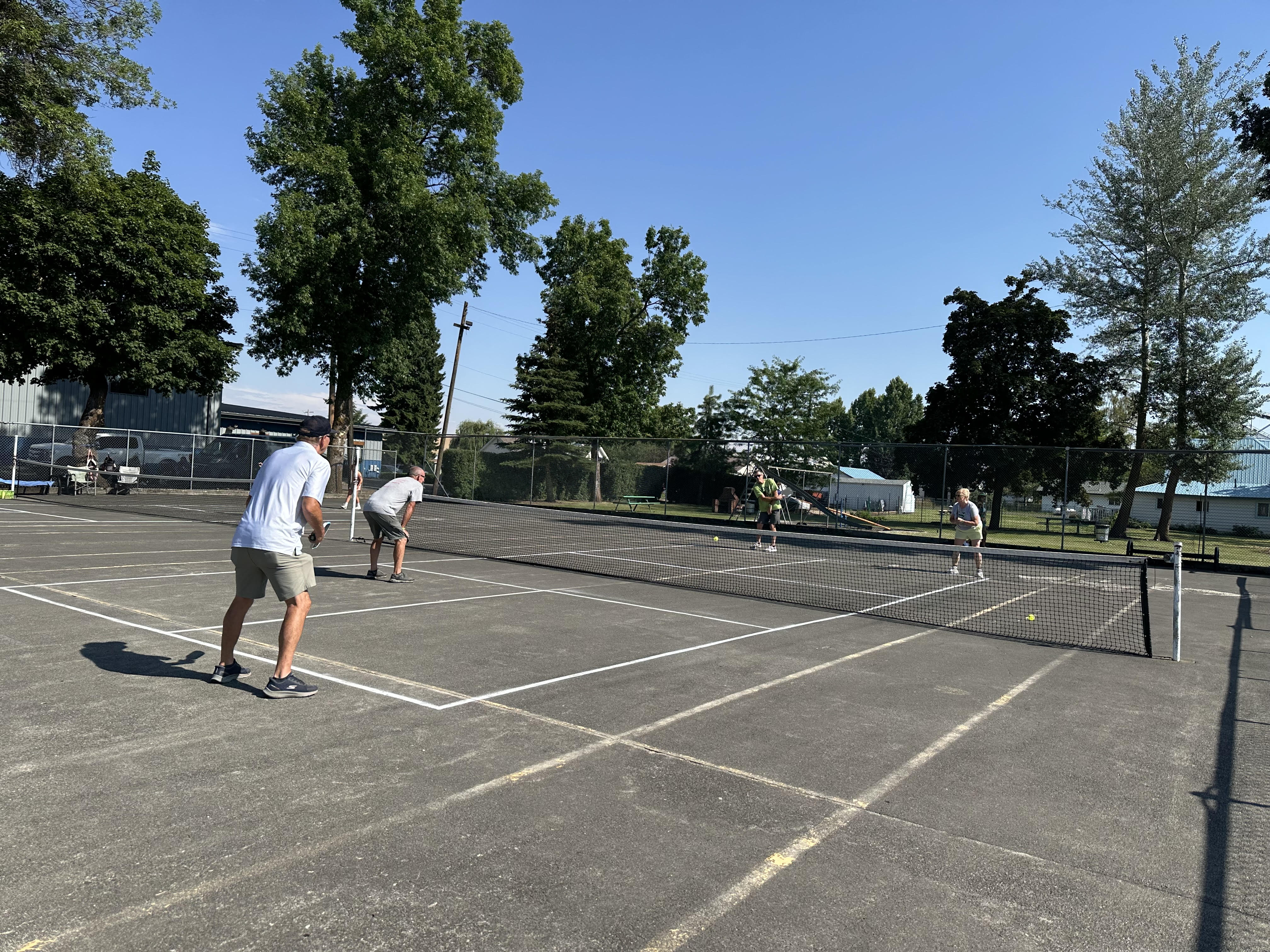 Nezperce's new pickleball courts are a lively place on a warm summer evening.