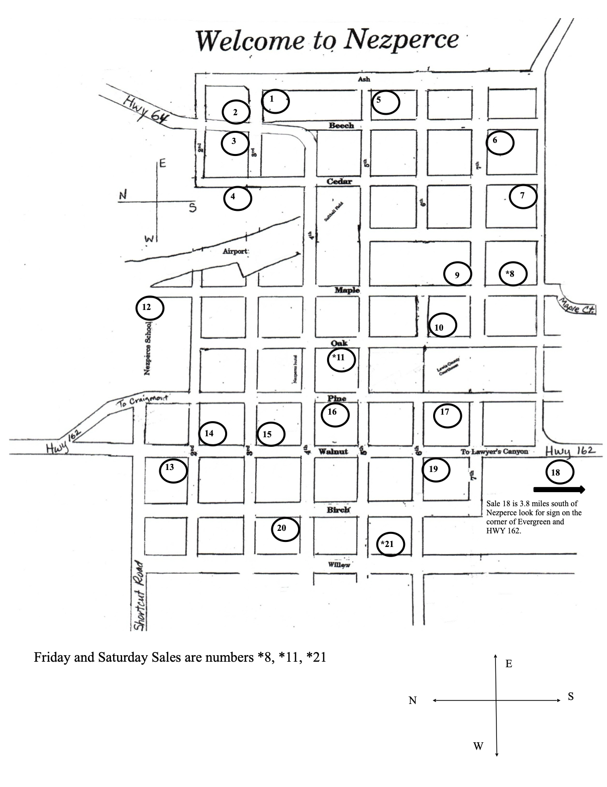 Map for 2026 Nezperce yard sale